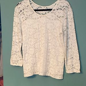 White cotton laced lined bodice blouse.